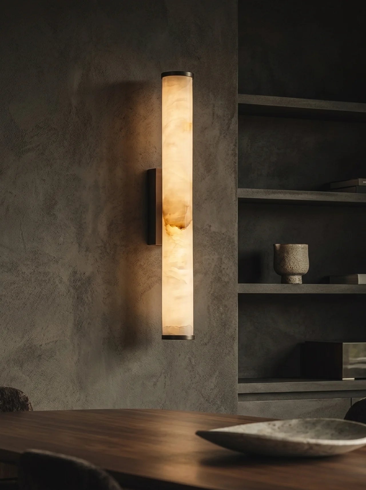 Cylindra LED nástěnné svítidlo - mramor přírodní kámen