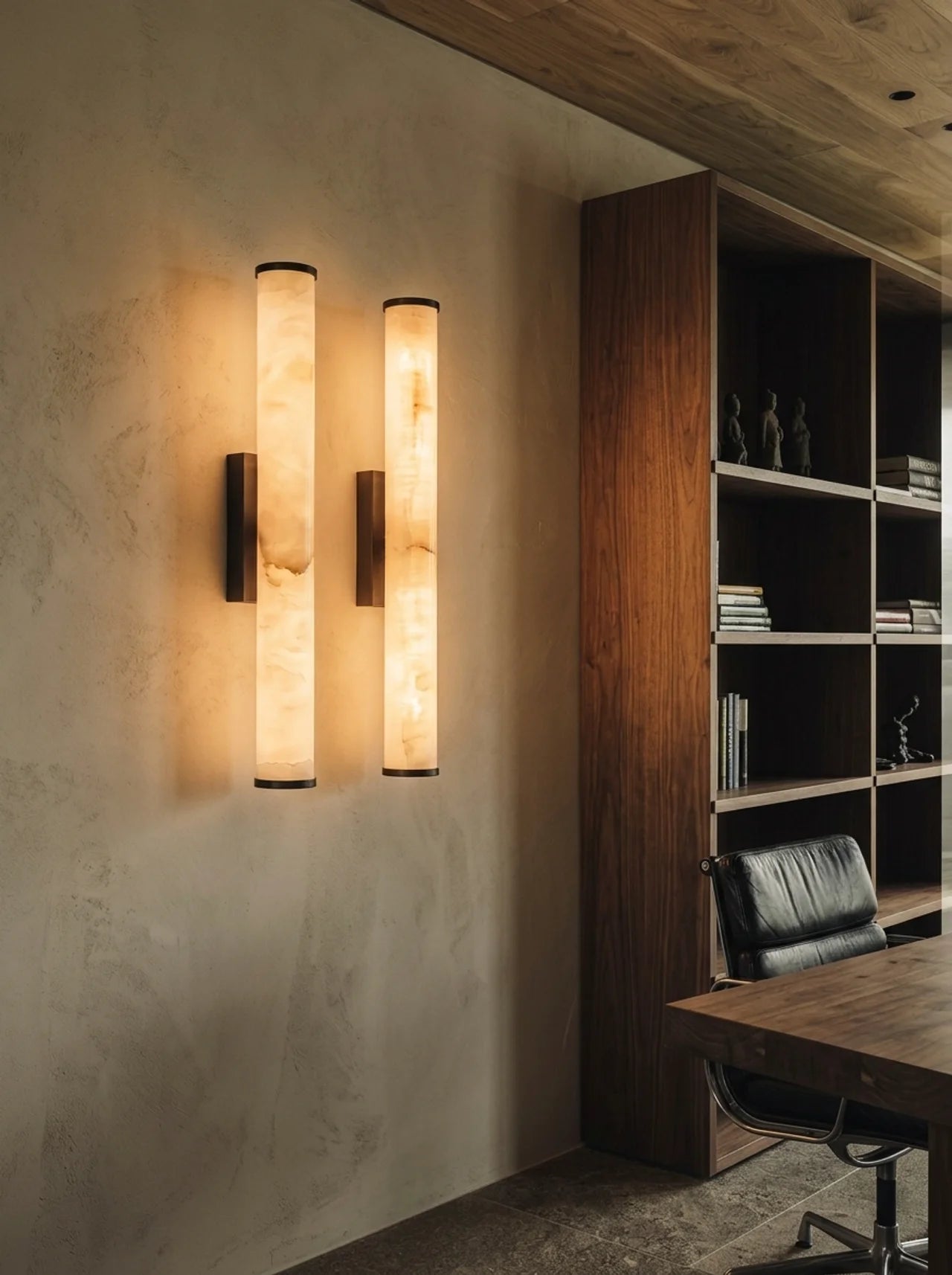 Cylindra LED nástěnné svítidlo - mramor přírodní kámen