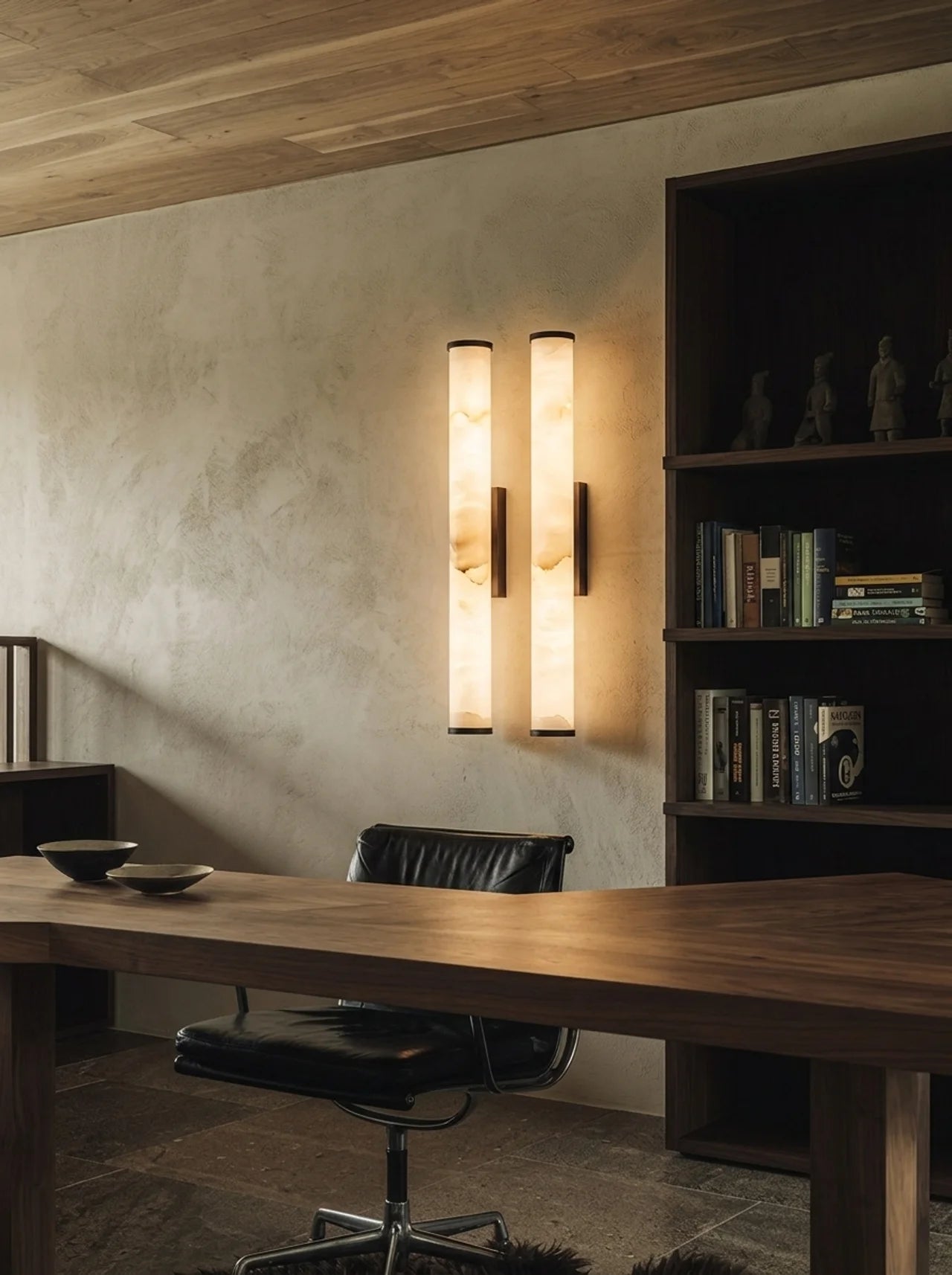 Cylindra LED nástěnné svítidlo - mramor přírodní kámen