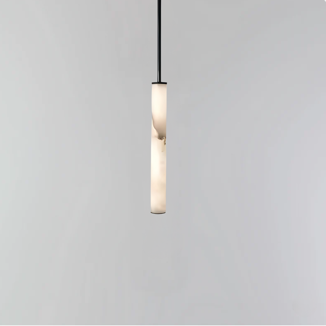 Lampă suspendată cu LED Cylindra - Piatră naturală de marmură