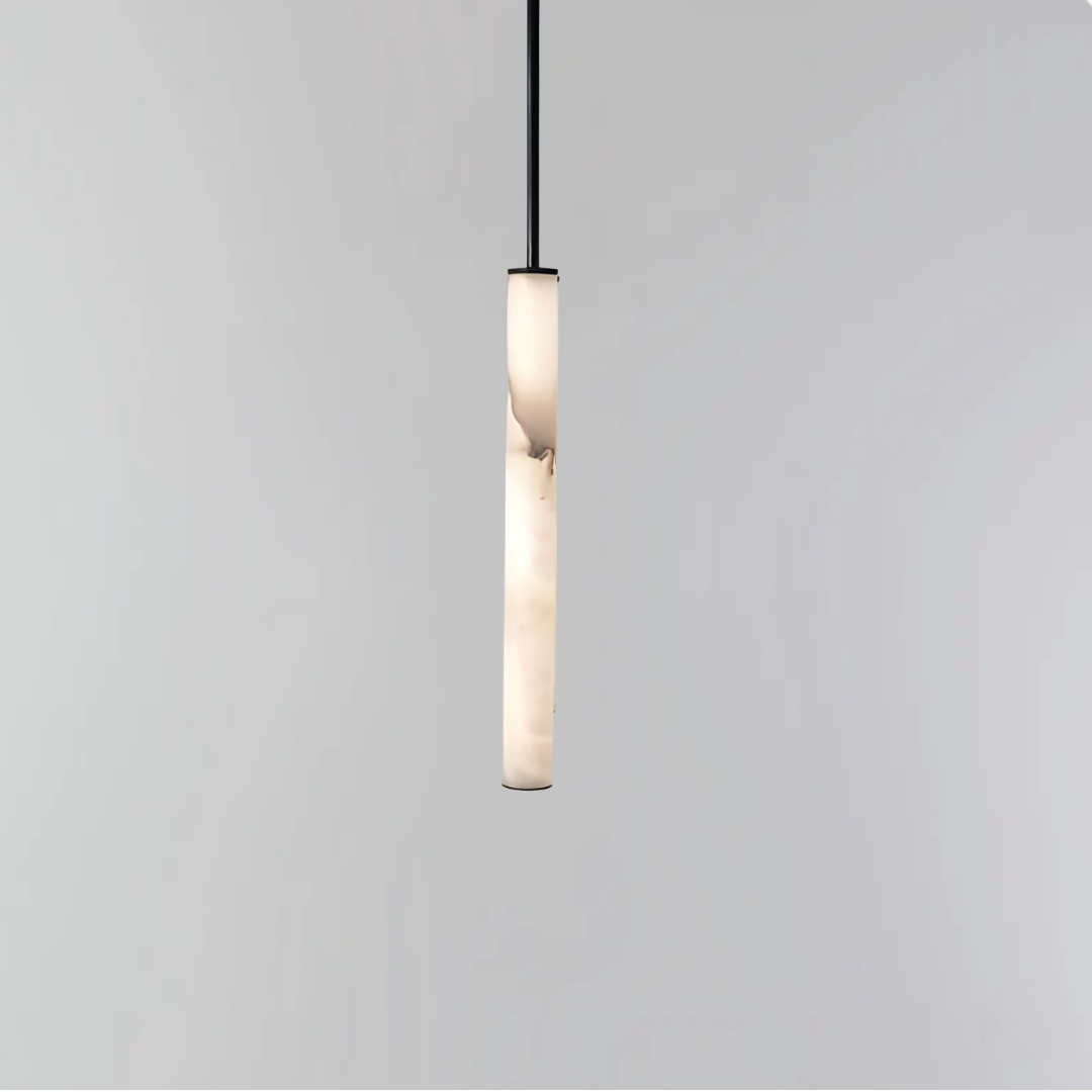 Lampă suspendată cu LED Cylindra - Piatră naturală de marmură
