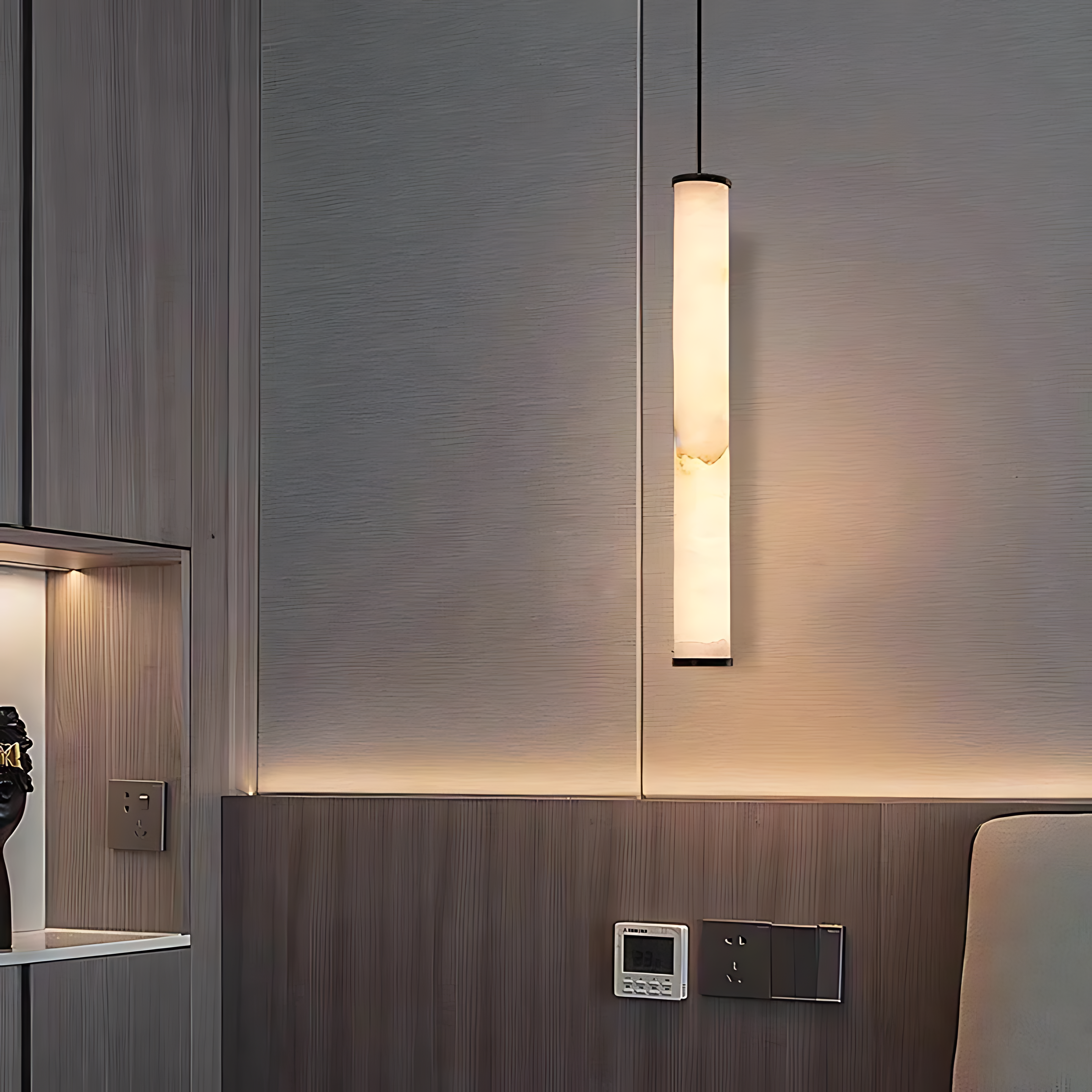 Lampă suspendată cu LED Cylindra - Piatră naturală de marmură