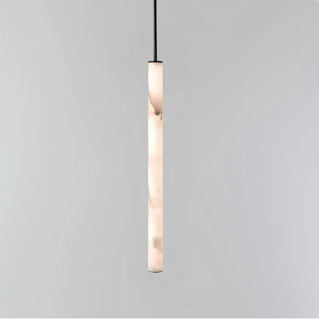 Lampă suspendată cu LED Cylindra - Piatră naturală de marmură