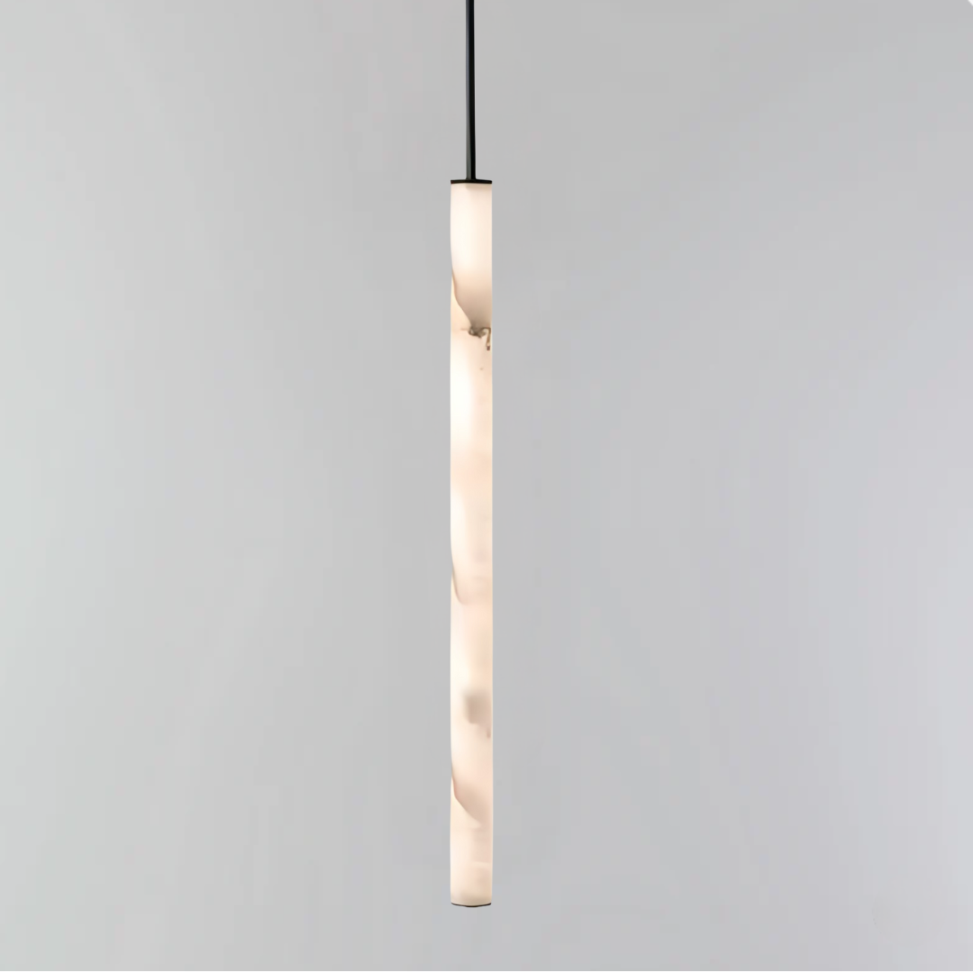 Lampă suspendată cu LED Cylindra - Piatră naturală de marmură