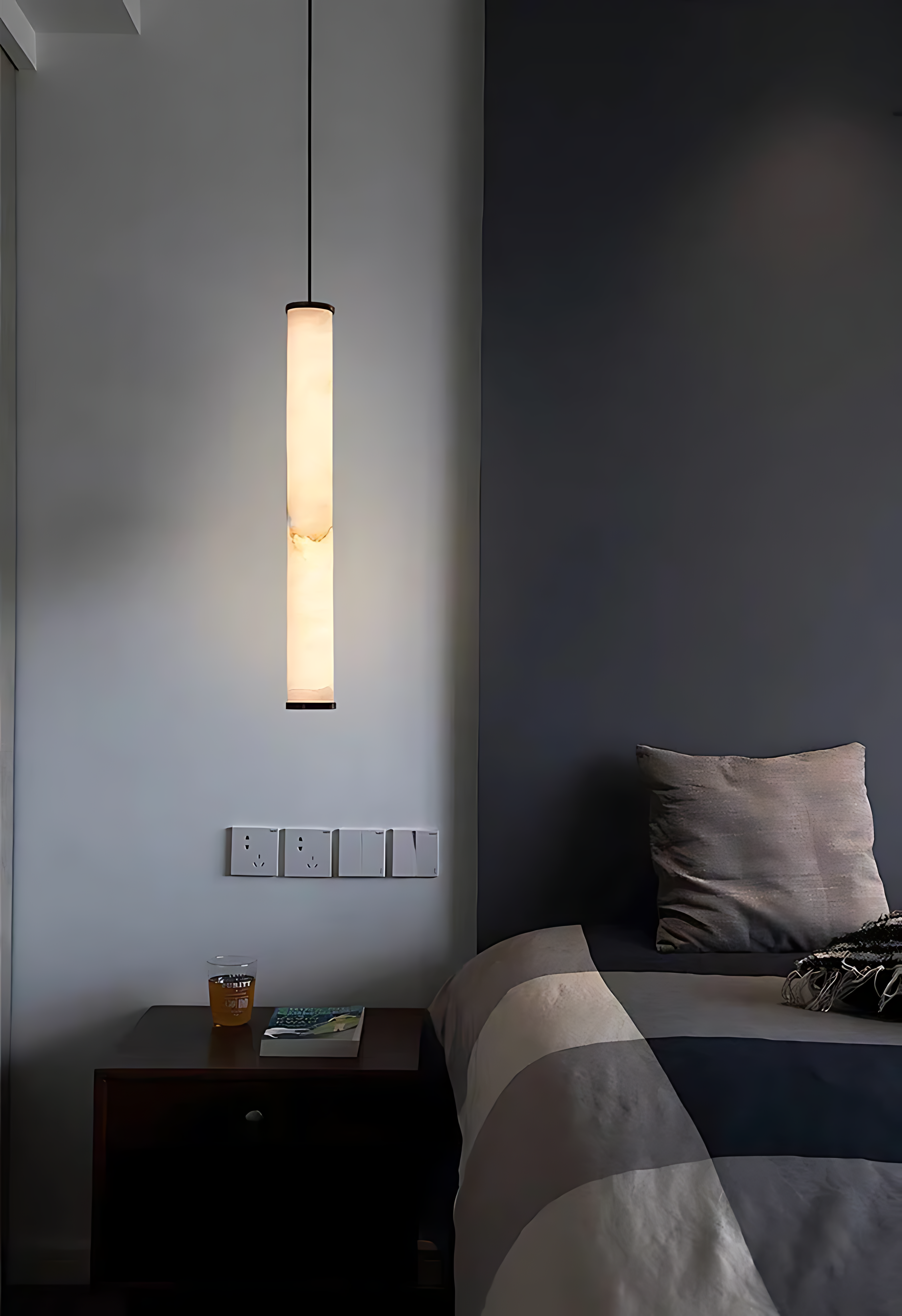 Lampă suspendată cu LED Cylindra - Piatră naturală de marmură