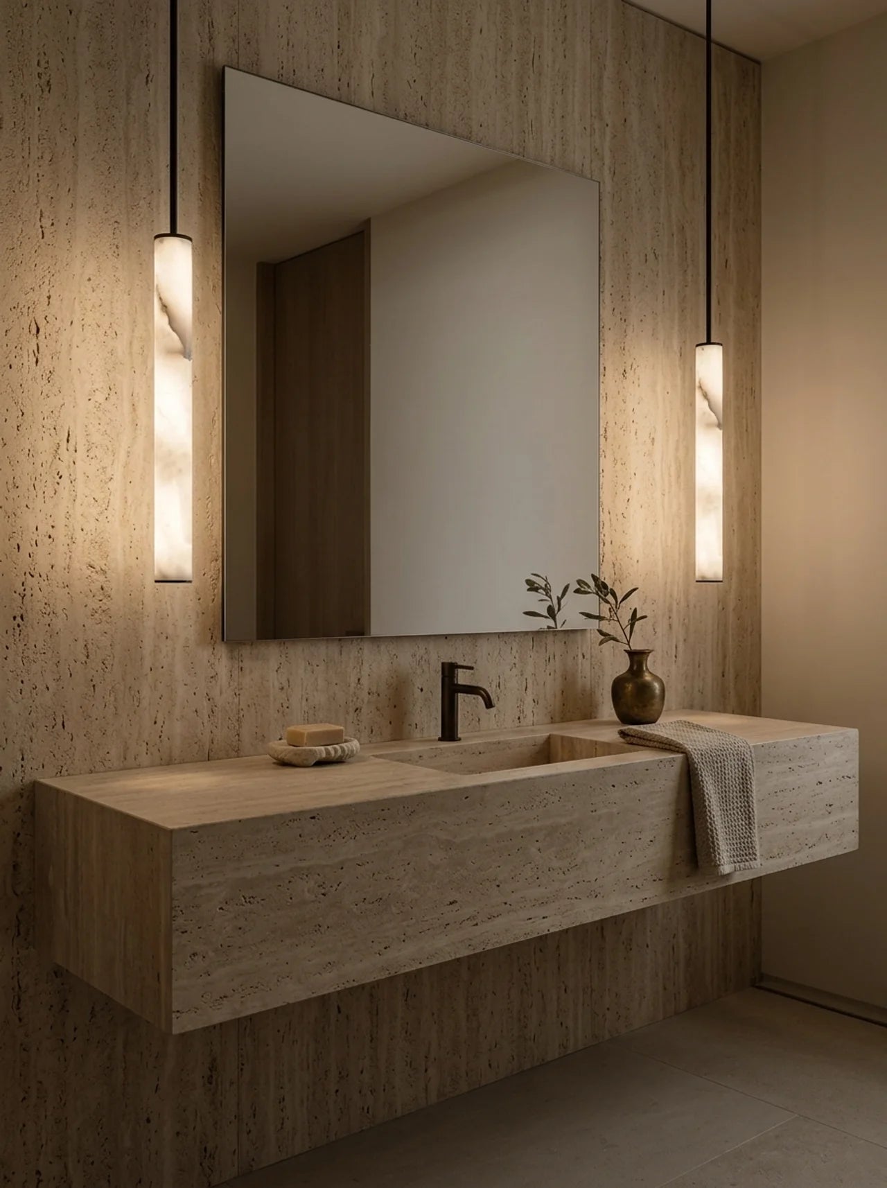 Cylindra LED Sarkıt - Mermer Doğal Taş