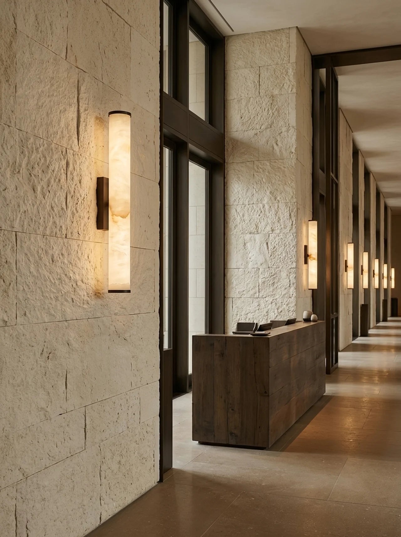 Cylindra LED nástěnné svítidlo - mramor přírodní kámen