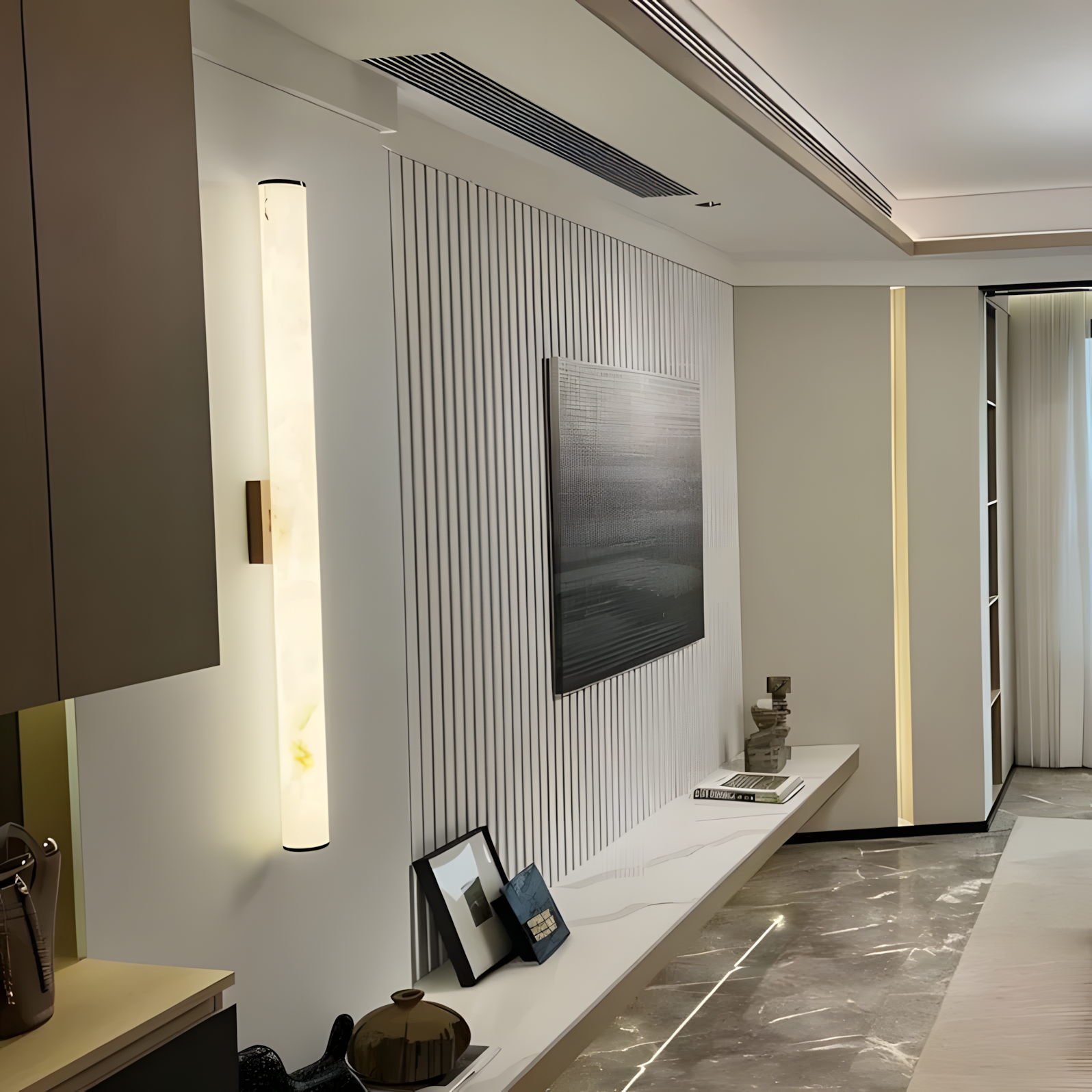 Cylindra LED Duvar Lambası - Mermer Doğal Taş
